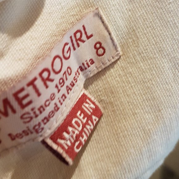 Metrogirl Y2k, cream, belted, stretch denim corduroy jacket coat fits AU 6 8 10 - Picture 2 of 5